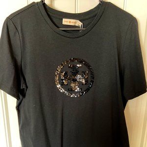 Tory Burch T-Shirt with Sequin logo Color: Black